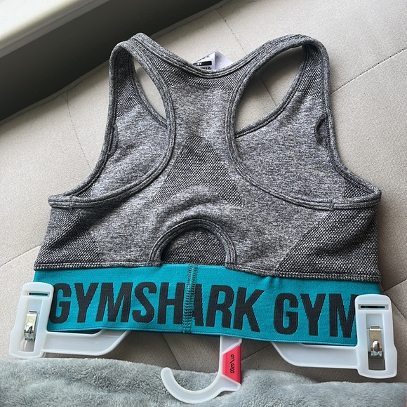 GYMSHARK teal and grey sports bra. high support XS - Picture 2 of 3